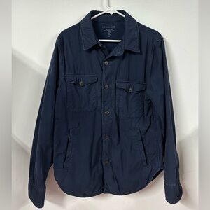 Save Khaki United Fleece Lined Shirt Jacket Size Medium Navy Blue Button Down